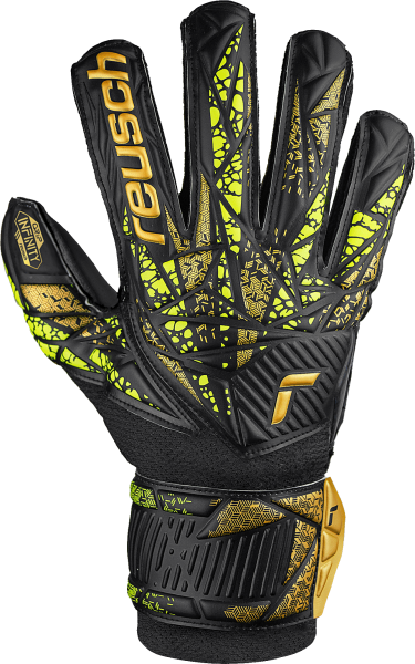 Reusch Attrakt Infinity Finger Support Junior 5472710 7739 black yellow gold front